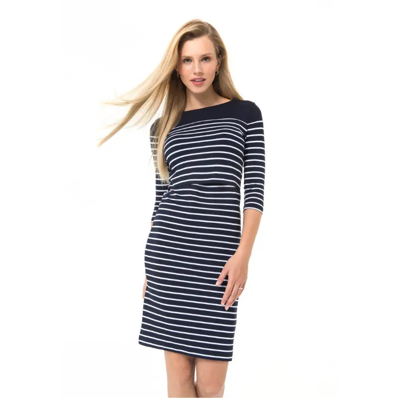 Navy Maternity & Nursing Dress