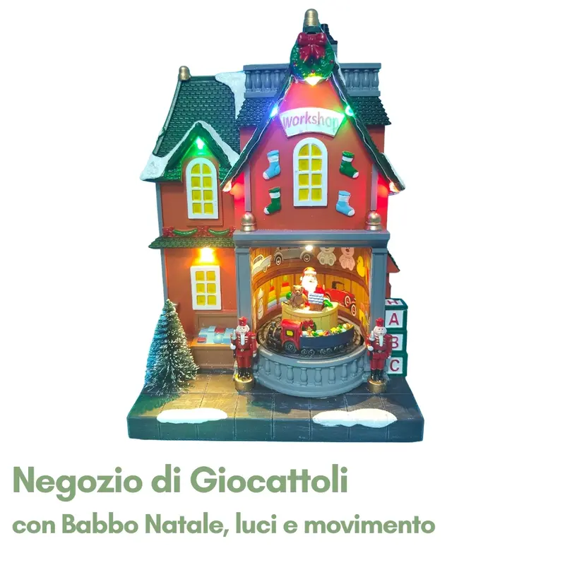 Negozio di Giocattoli con Babbo Natale e LED