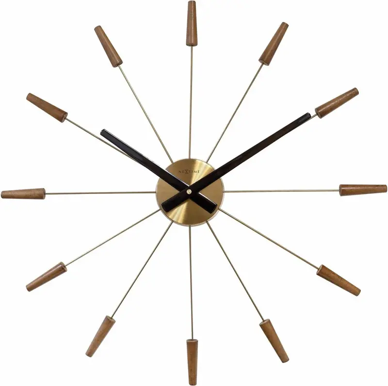 Nextime plug inn – stille wandklok – 58 cm – metaal – walnoot – design
