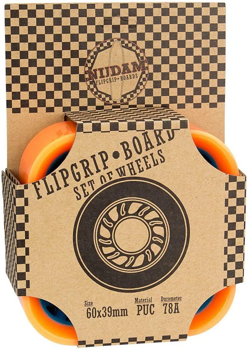 Nijdam flip grip board wielen - 60 x 39 mm - 4st - oranje blauw