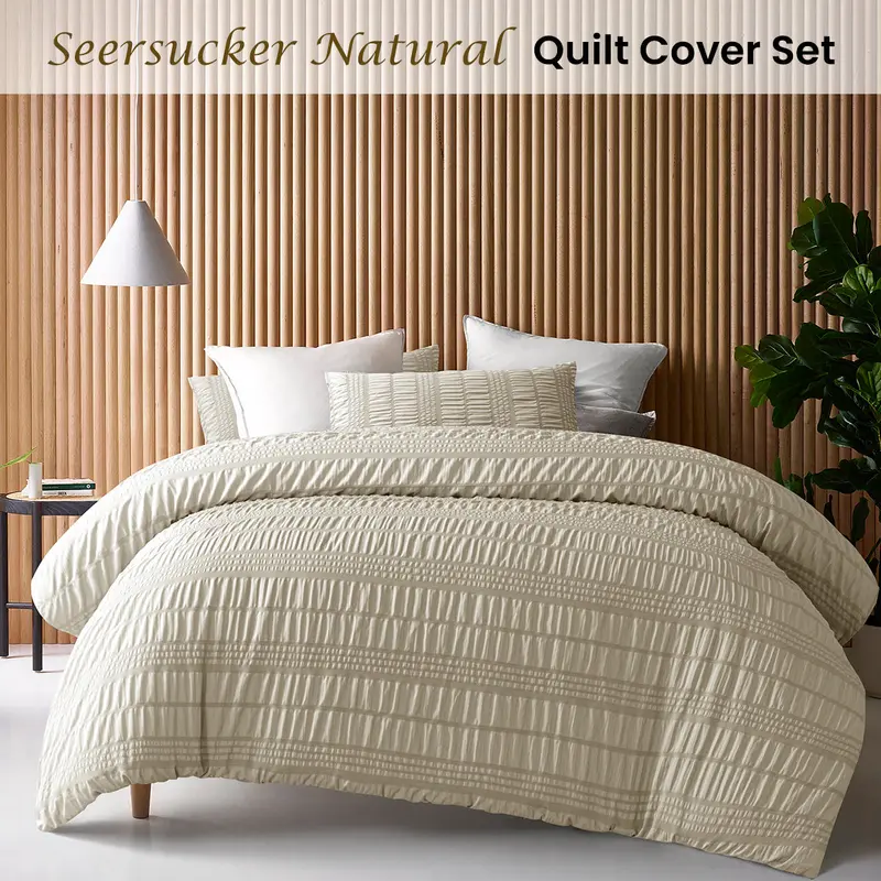NNEDSZ Accessorize Seersucker Natural Polyester Quilt Cover Set Queen