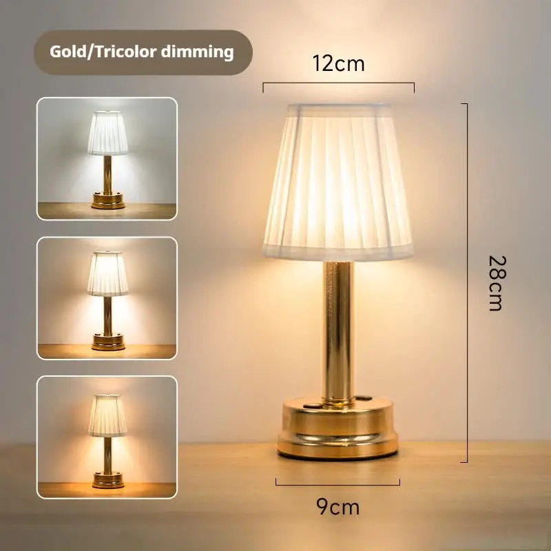 NNEDSZ Gold Creative LED Rechargeable Table Lamp | 3 Adjustable Light Modes | Touch Control | USB Charging | Modern Atmosphere Light for Bar, Restaurant, Cafe, and Home Decor