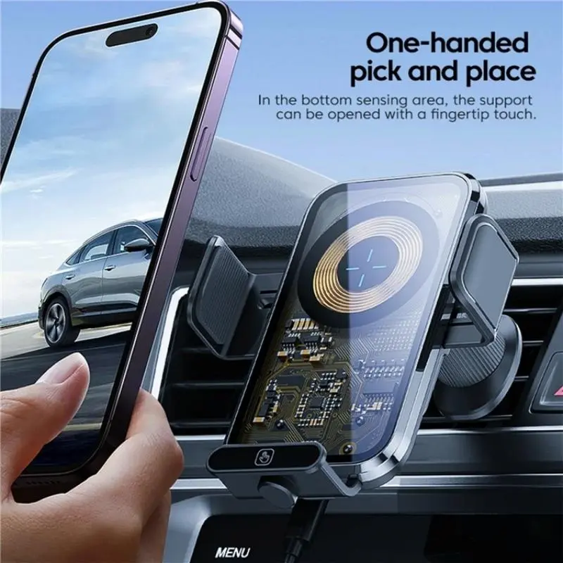 NNEIDS High Power Car Wireless Charger With Phone Bracket - Transparent 66W