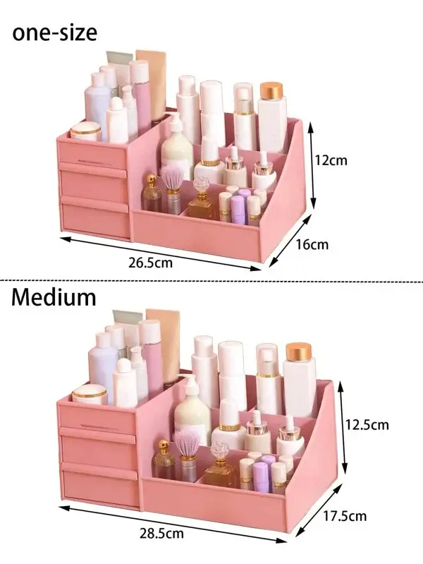 NNESN Baby Pink Cosmetic Storage Box - Medium-Sized Makeup Organizer with Drawers