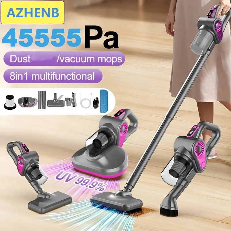 NNETM 2-in-1 Stick Vacuum Cleaner – 45555Pa Powerful Suction, USB Rechargeable, Lightweight for Home, Car, Pet Hair & Wet/Dry Cleaning