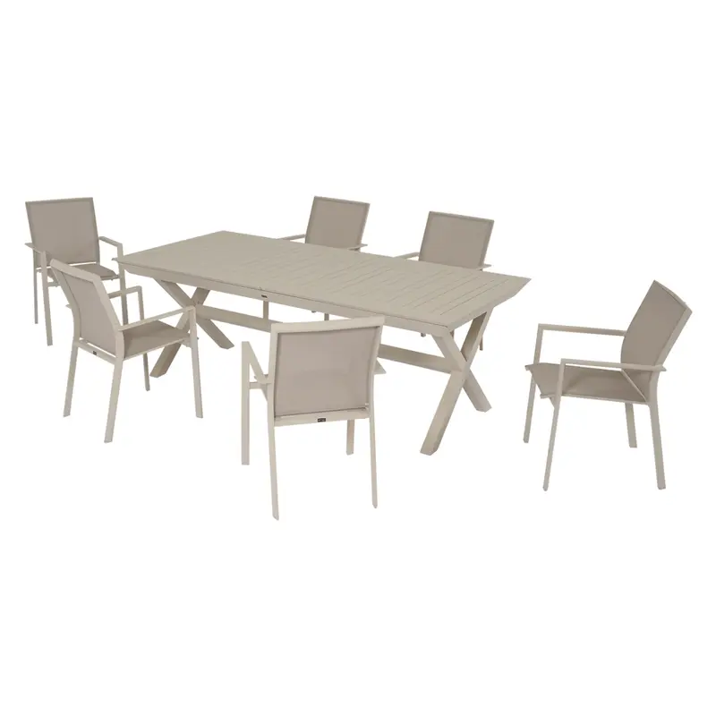 Nox - Set pranzo da giardino in alluminio crema