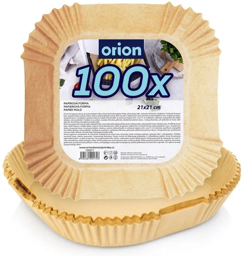 Orion air fryer - papieren vierkante inleg - 21x21 cm - 100 stuks