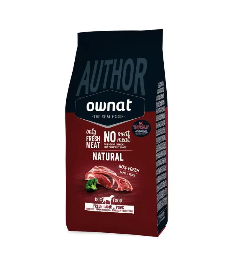 🐕 OWNAT Author Fresh Lamb & Pork | Pienso natural bajo en cereales con cordero y cerdo fresco para perros