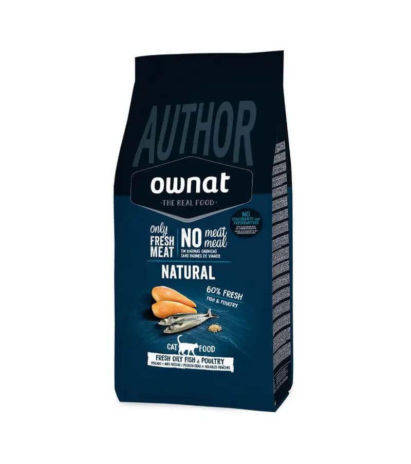 🐱 OWNAT Author Oily Fish & Poultry | Pienso natural con pescado azul y ave para gatos adultos