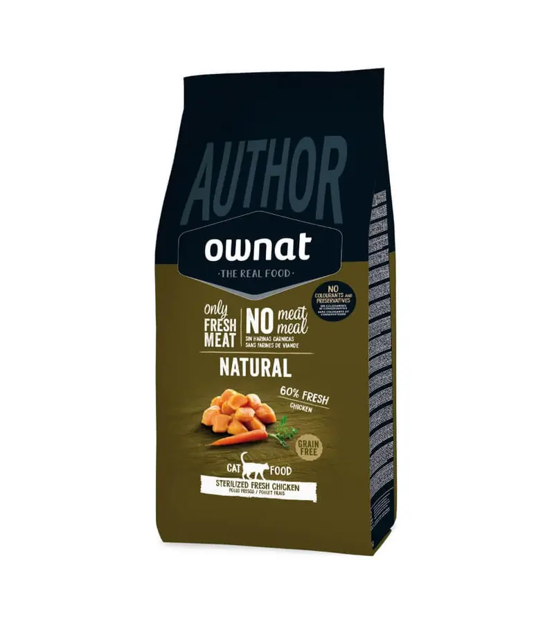 🐱 Ownat Author Sterilized Fresh Chicken | Pienso natural sin cereales para gatos esterilizados