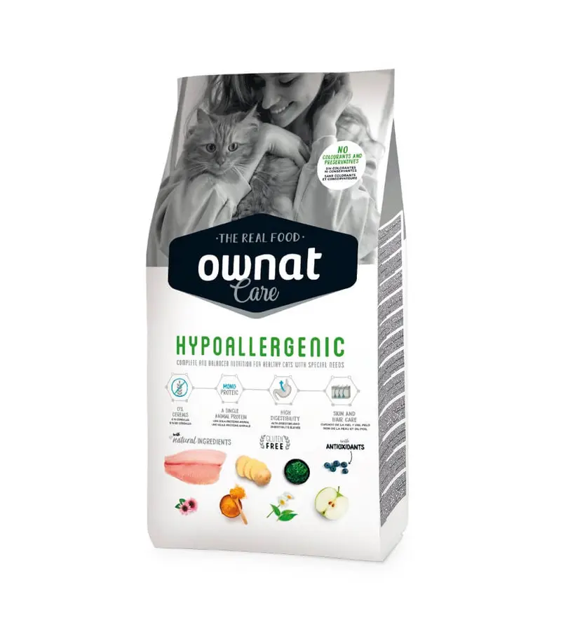 🐱 OWNAT Care Hypoallergenic | Pienso Hipoalergénico para Gatos con Alergias, Piel Sensible o Problemas Digestivos – Sin Cereales