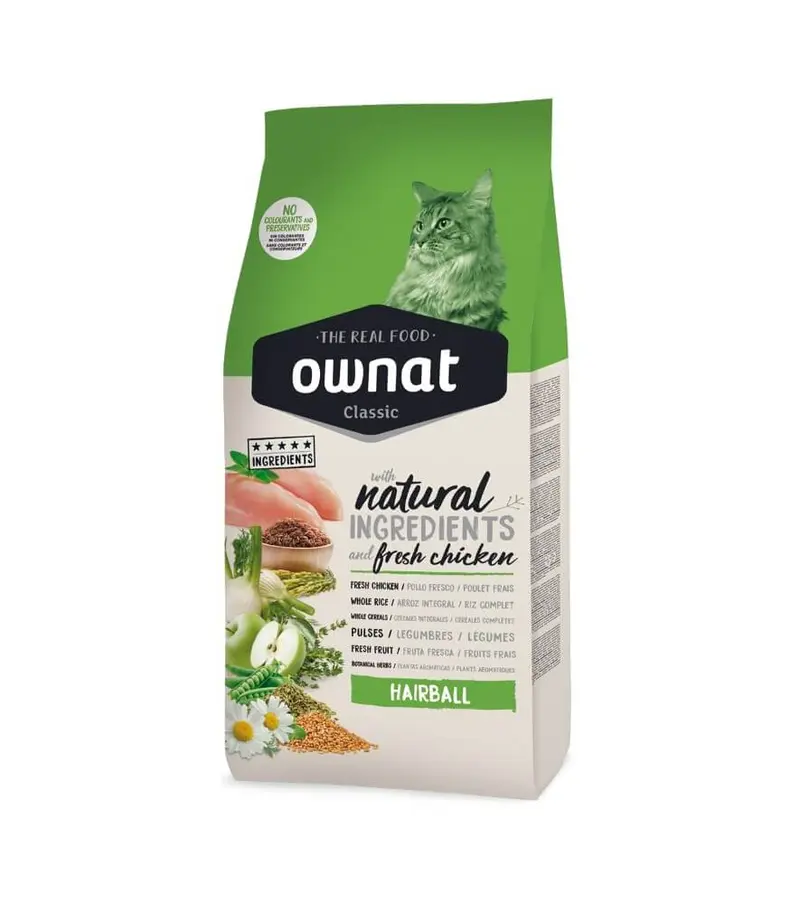 🐱 🐾 OWNAT Classic Hairball Cat – Pienso natural para gatos que elimina las bolas de pelo