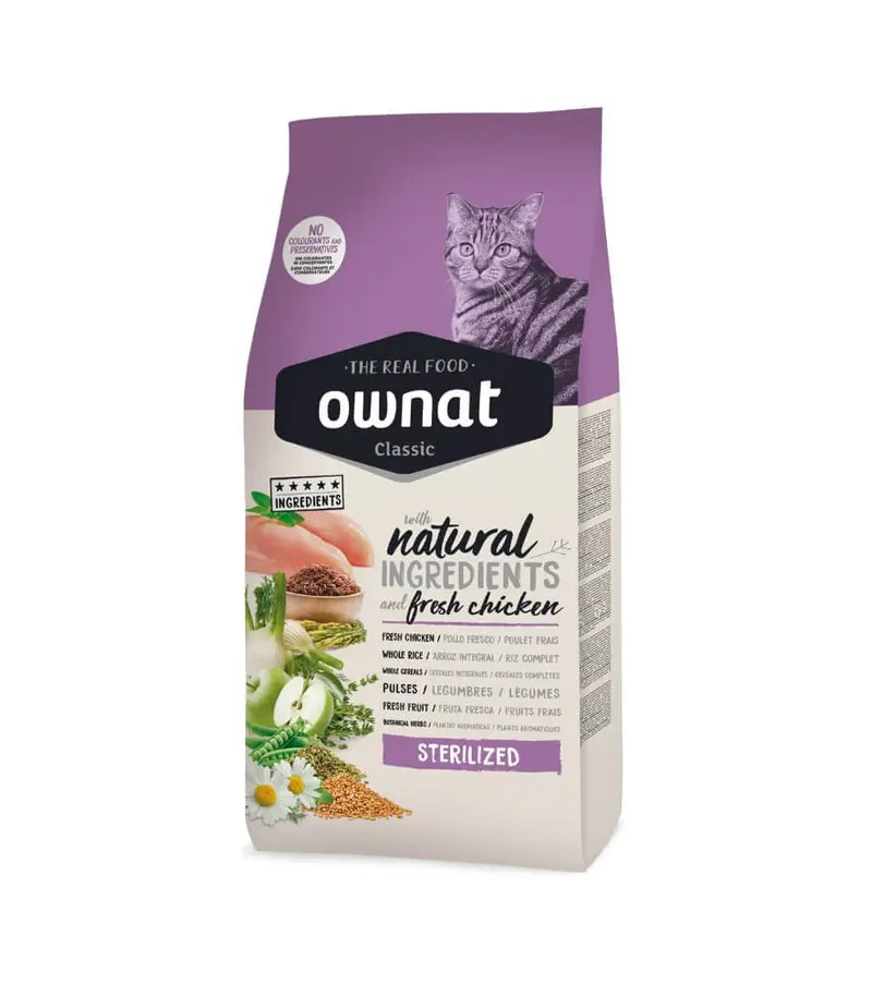 🐱 OWNAT Classic Sterilized Cat – Pienso para gatos esterilizados que ayuda a controlar el peso y mantener la masa muscular