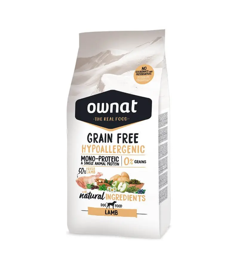🐑 OWNAT Grain Free Hypoallergenic Lamb – Pienso Hipoalergénico con Cordero sin Cereales para Perros
