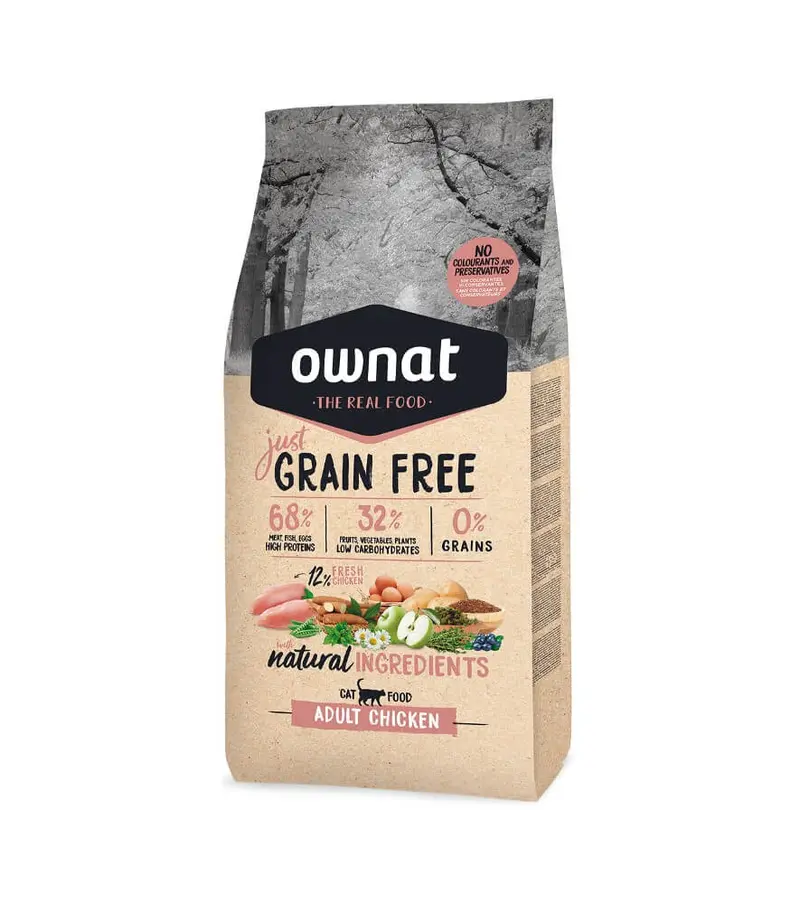 🐱 OWNAT Just Grain Free Adult Chicken | Pienso natural sin cereales para gatos adultos