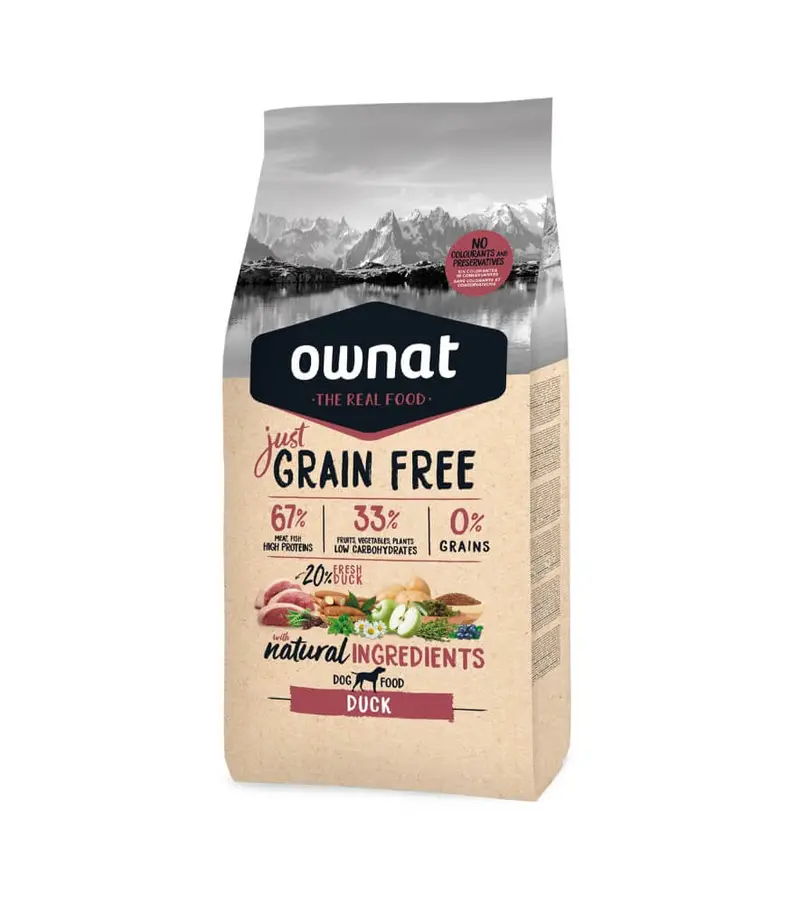 🐶 OWNAT Just Grain Free Duck | Pienso sin cereales con pato para perros adultos