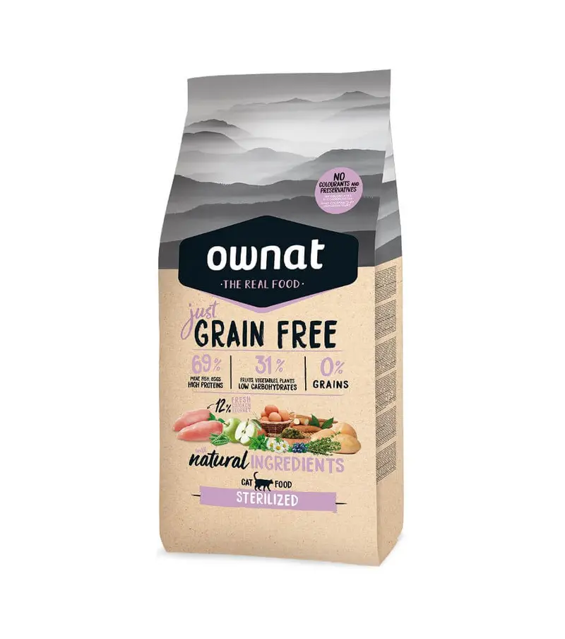 🐱 OWNAT Just Grain Free Sterilized | Pienso natural sin cereales para gatos esterilizados