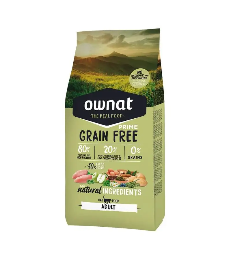 🐱 OWNAT Prime Grain Free Adult Chicken & Turkey – Pienso sin cereales con pollo y pavo para gatos adultos