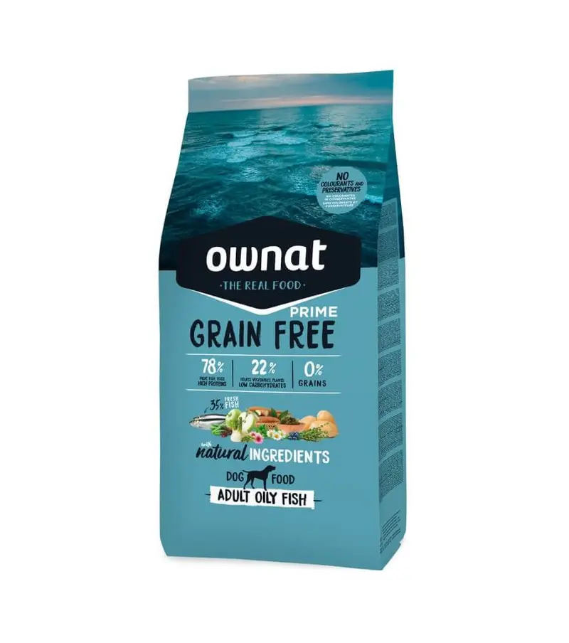 🐟 OWNAT Prime Grain Free Adult Oily Fish | Pienso natural sin cereales con pescado azul para perros adultos