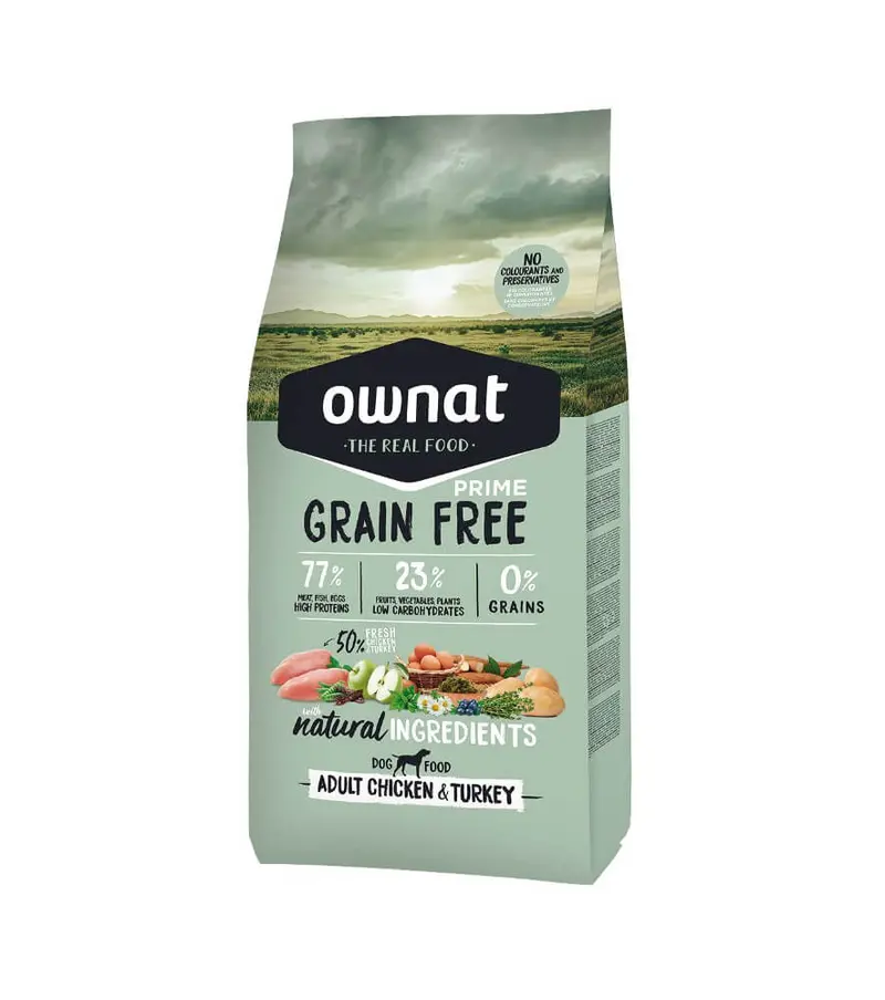 🐕 OWNAT Prime Grain Free Adult – Pienso sin cereales con pollo y pavo para perros adultos