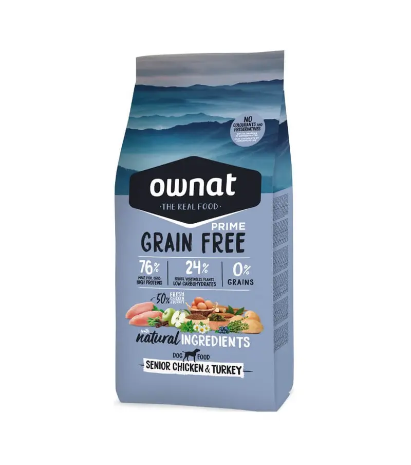 🐾 OWNAT Prime Grain Free Senior Chicken & Turkey – Pienso sin cereales para perros mayores