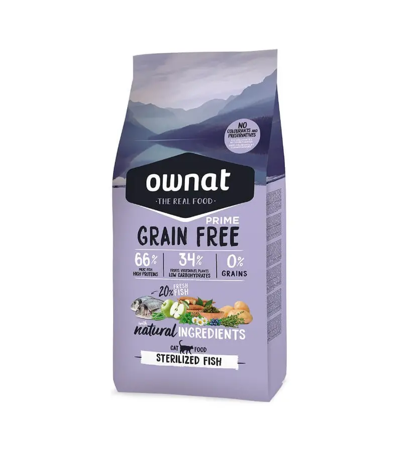 🐟 OWNAT Prime Grain Free Sterilized Fish – Pienso sin cereales con pescado fresco para gatos esterilizados