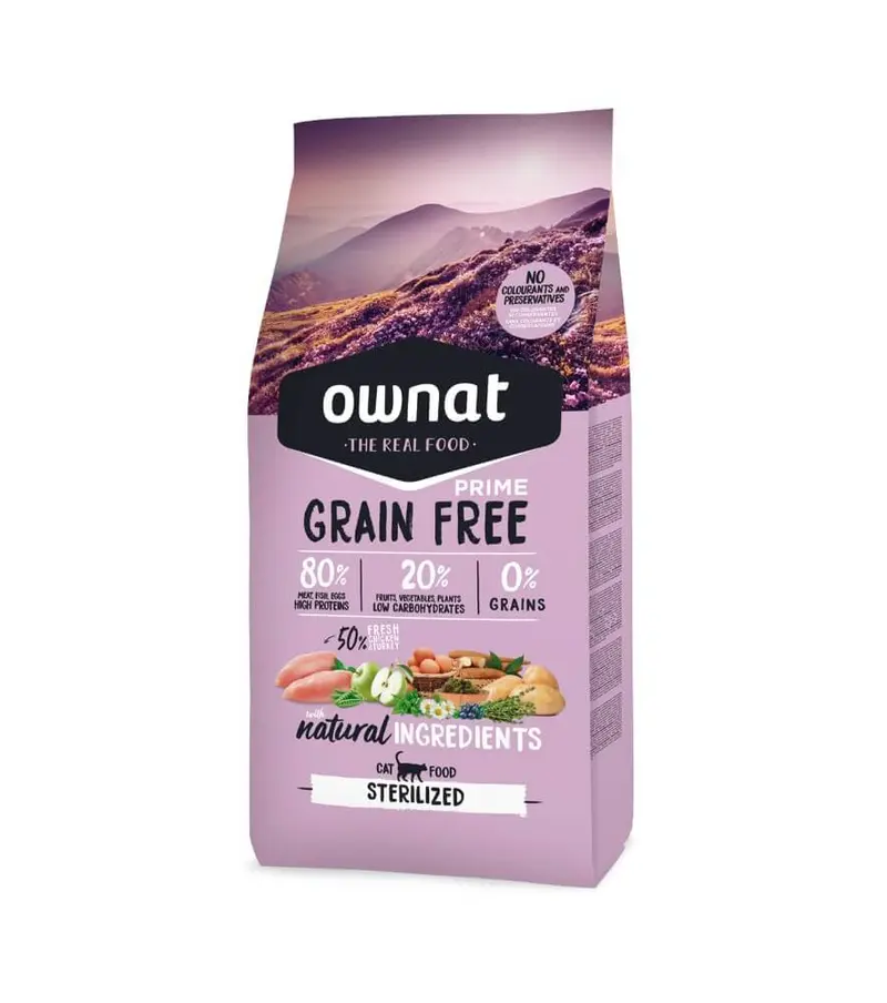🍗 OWNAT Prime Grain Free Sterilized – Pienso sin cereales con pollo fresco para gatos esterilizados
