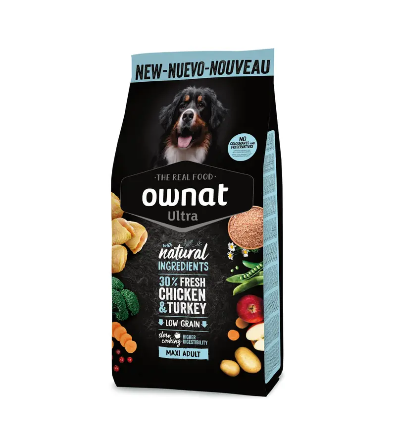 🐾 OWNAT Ultra Maxi Adult – Pienso con pollo y pavo bajo en cereales para perros adultos de razas grandes