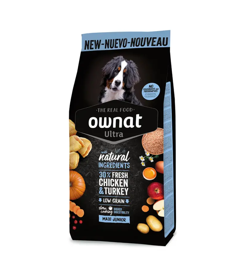 🐕 OWNAT Ultra Maxi Junior Low Grain | Pienso natural para cachorros de razas grandes bajo en cereales