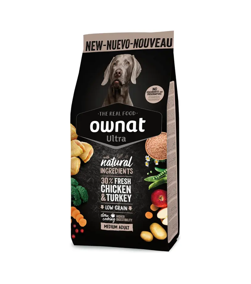 🐶 OWNAT Ultra Medium Adult – Pienso con pollo y pavo para perros adultos de razas medianas
