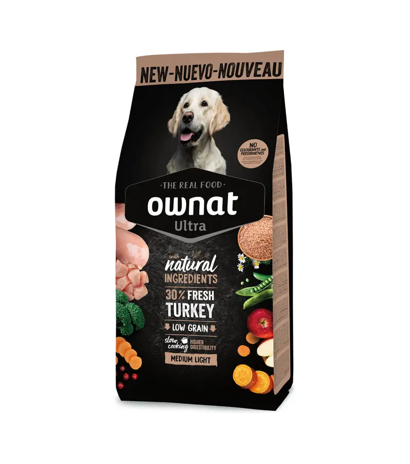 🐶 OWNAT Ultra Medium Light Low Grain | Pienso light bajo en cereales para perros medianos