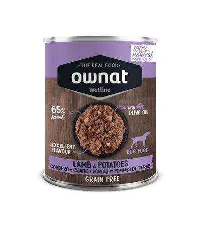 🐾 OWNAT Wetline | Comida Húmeda para Perros con Cordero y Patatas – Pack 12x395 g | Sin Cereales y 100% Natural
