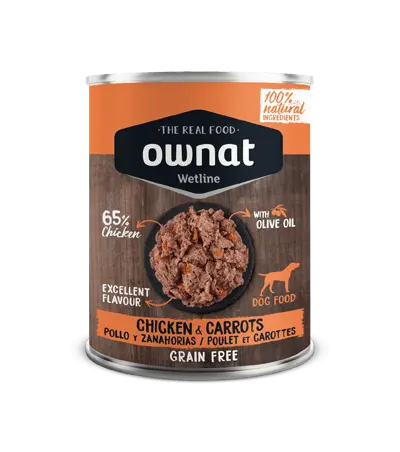 🐶 OWNAT Wetline | Comida Húmeda para Perros con Pollo y Zanahorias – Pack 12x395 g | Sin Cereales y 100% Natural