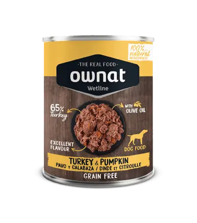 🍗 Ownat Wetline Pavo y Calabaza | Comida húmeda sin cereales para perros | Pack 12 x 395 g