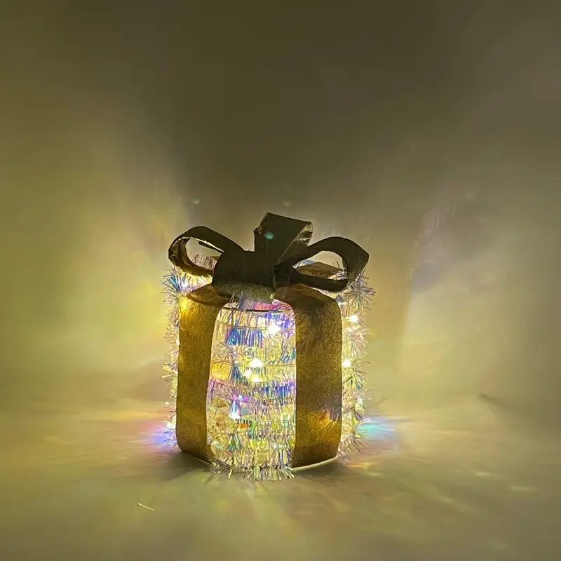 Pacchi regalo rotondi luminosi in PET con LED bianco caldo