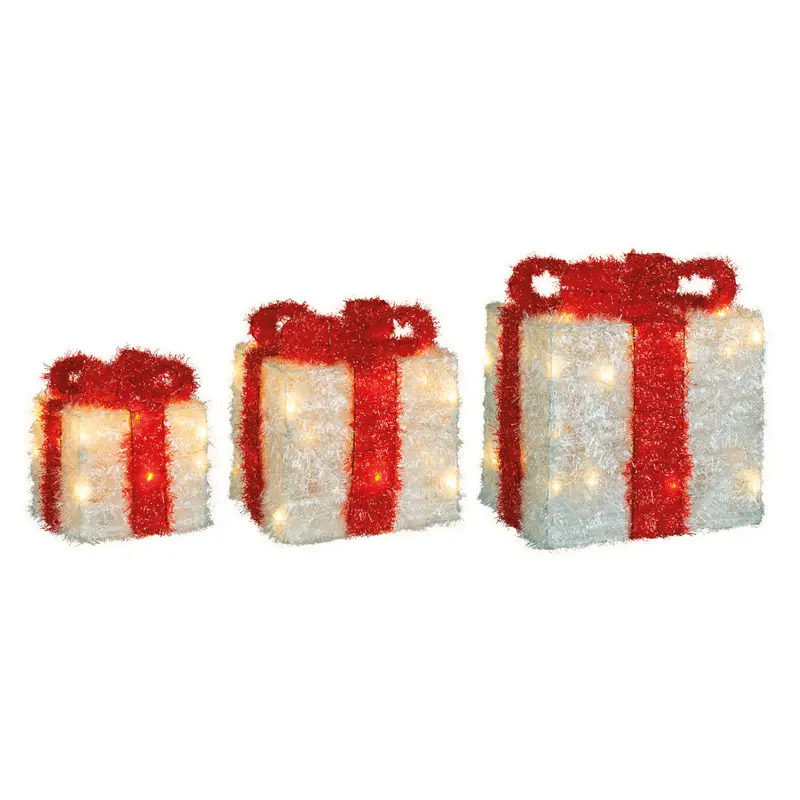 Pacco Regalo con Nastro Rosso - Decorazione natalizia led