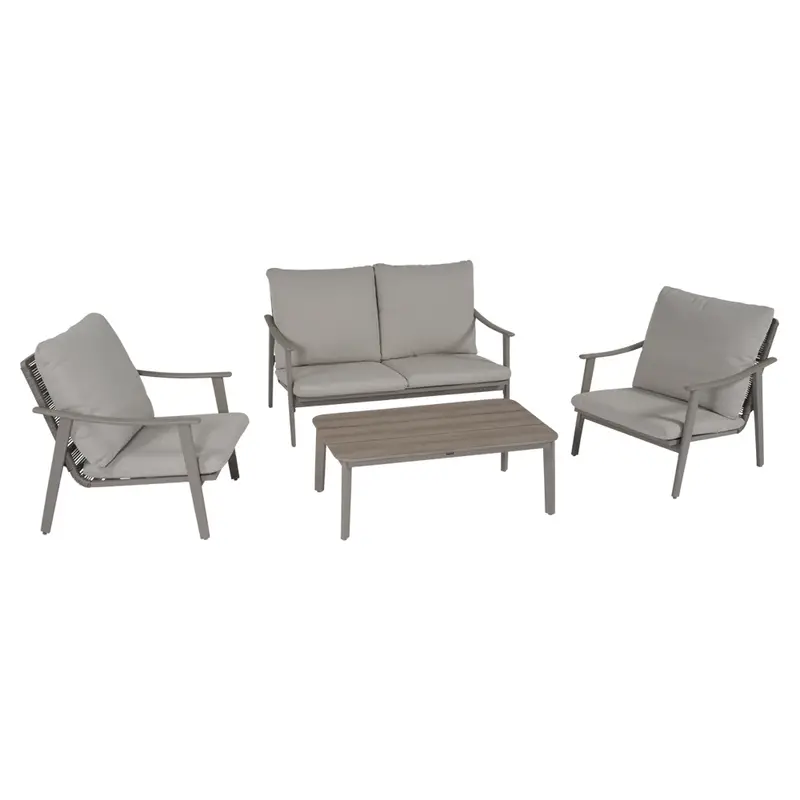 Palmer - Salotto da giardino 4 posti in alluminio taupe