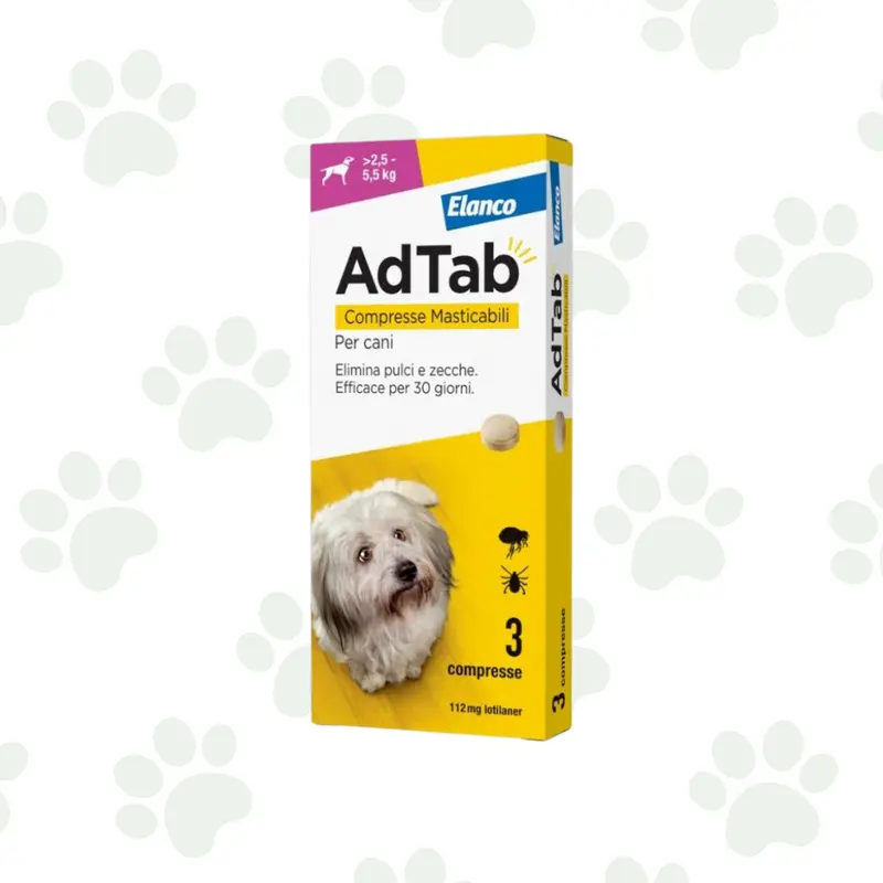 Pastiglie Aromatizzate Antiparassitarie per Cani Adtab 2,5-5,5kg
