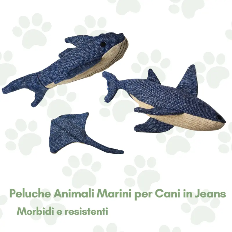 Peluche Animali Marini per Cani in Jeans