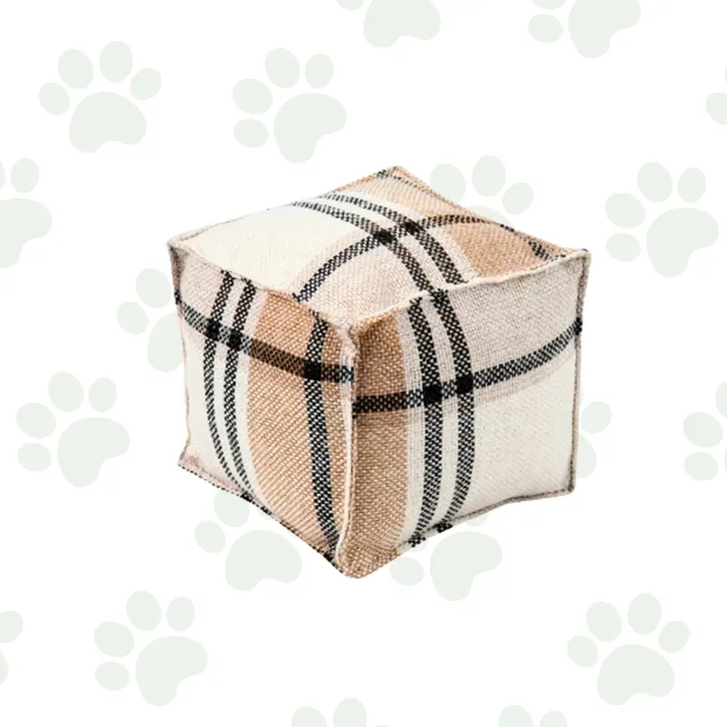 Peluche cubico per cani con fantasia scozzese