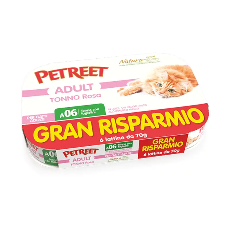 Petreet – Multipack per gatti al tonno rosa con fagiolini