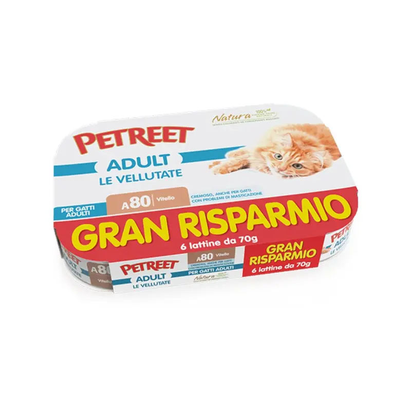 Petreet Natura – Le Vellutate multipack al vitello 6x70g per gatti adulti