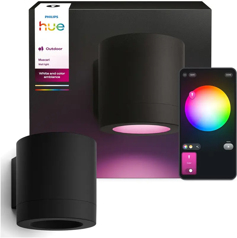 Philips hue muscari muurspot - tuinlamp - aanpasbaar wit en gekleurd licht -- rechthoek - ip44