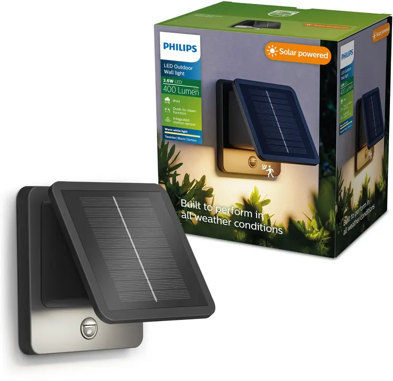 Philips tavenlor solar wandlamp - buitenlamp - warmwit licht