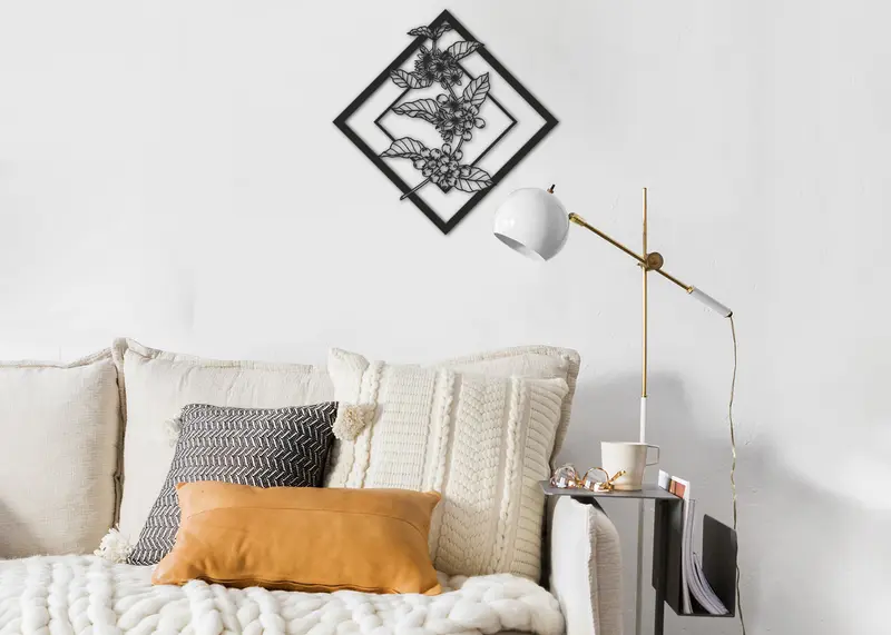 Planta de Café | Figura geométrica | Decoración pared | Hecha en madera