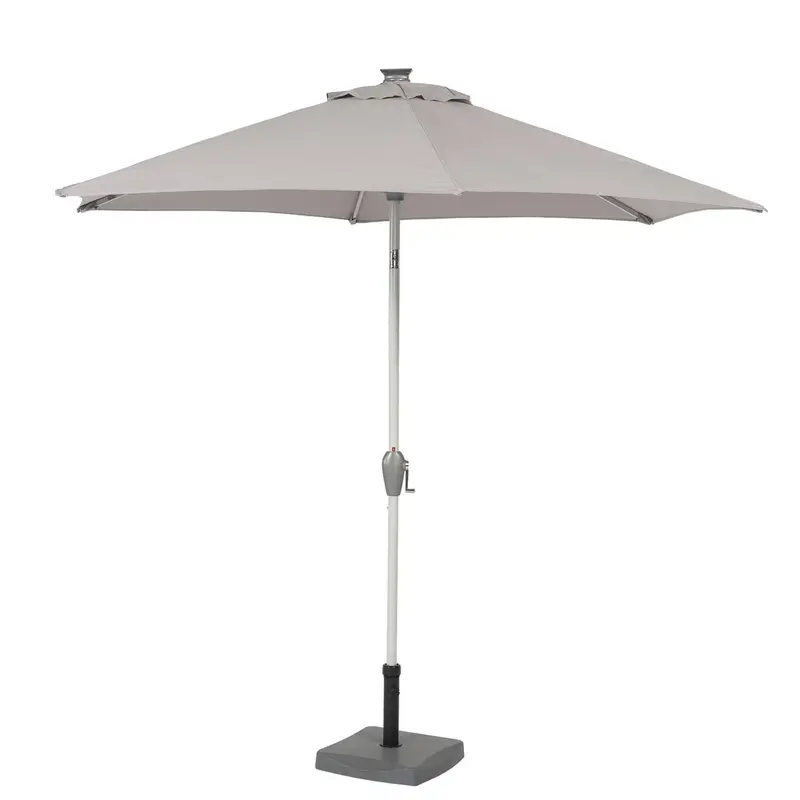 Plus - Ombrellone da giardino a palo centrale rotondo con strisce LED