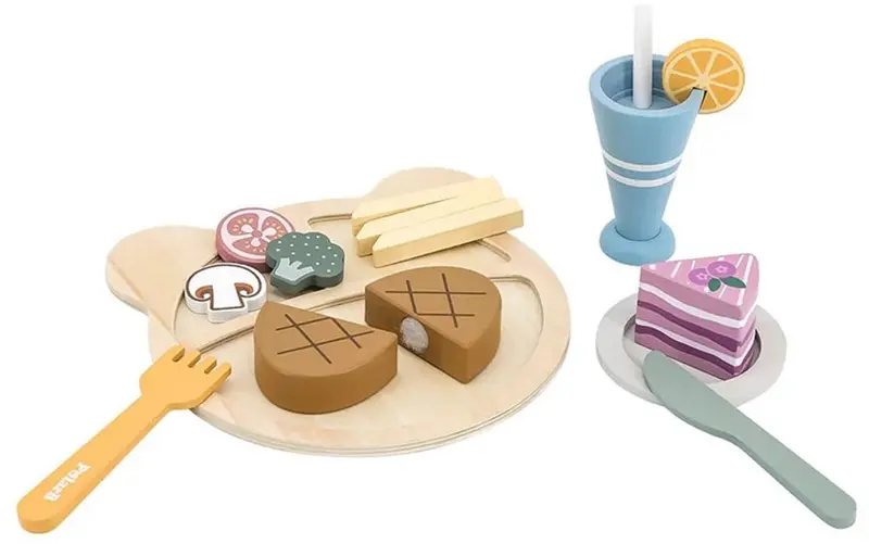 Polarb ® houten lunchset - houten eetset - houten speelgoed vanaf 18+ maanden