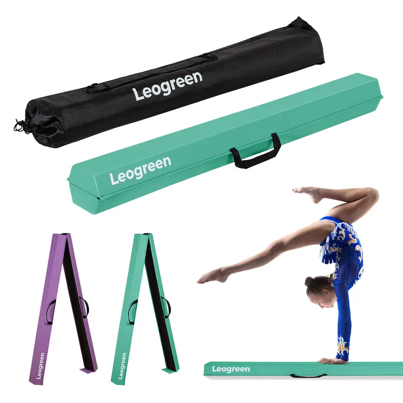 Poutre de Gymnastique Pliable 270cm, Vert