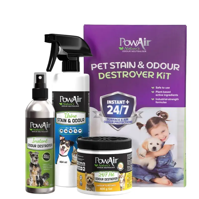 🐾 PowAir Kit Destructor de Manchas y Olores para Mascotas | Elimina olores y manchas de forma eficaz