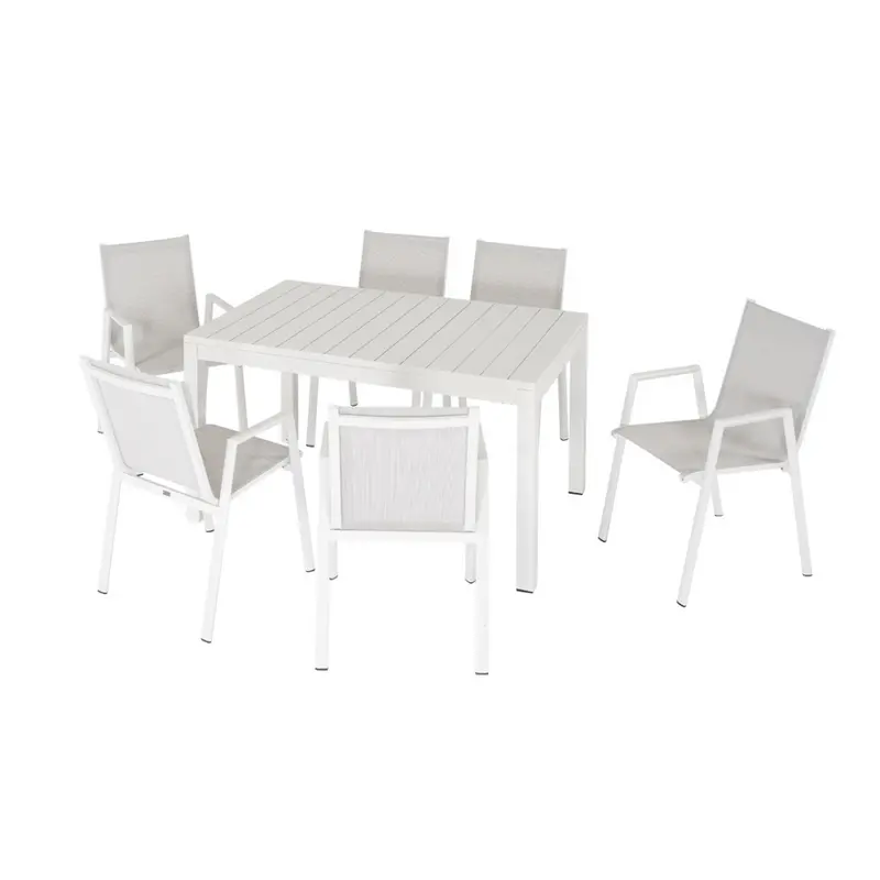 Pratic - Set pranzo da giardino 6/10 posti alluminio bianco